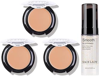 3 Pack Full Coverage Concealer Cream Makeup & 1PC Pore Minimizer Face Foundation Primer, Waterproof Matte Smooth Concealer Corrector for Dark Spot Under Eye Circles, 3×6g/0.2Oz (#40 Natural)