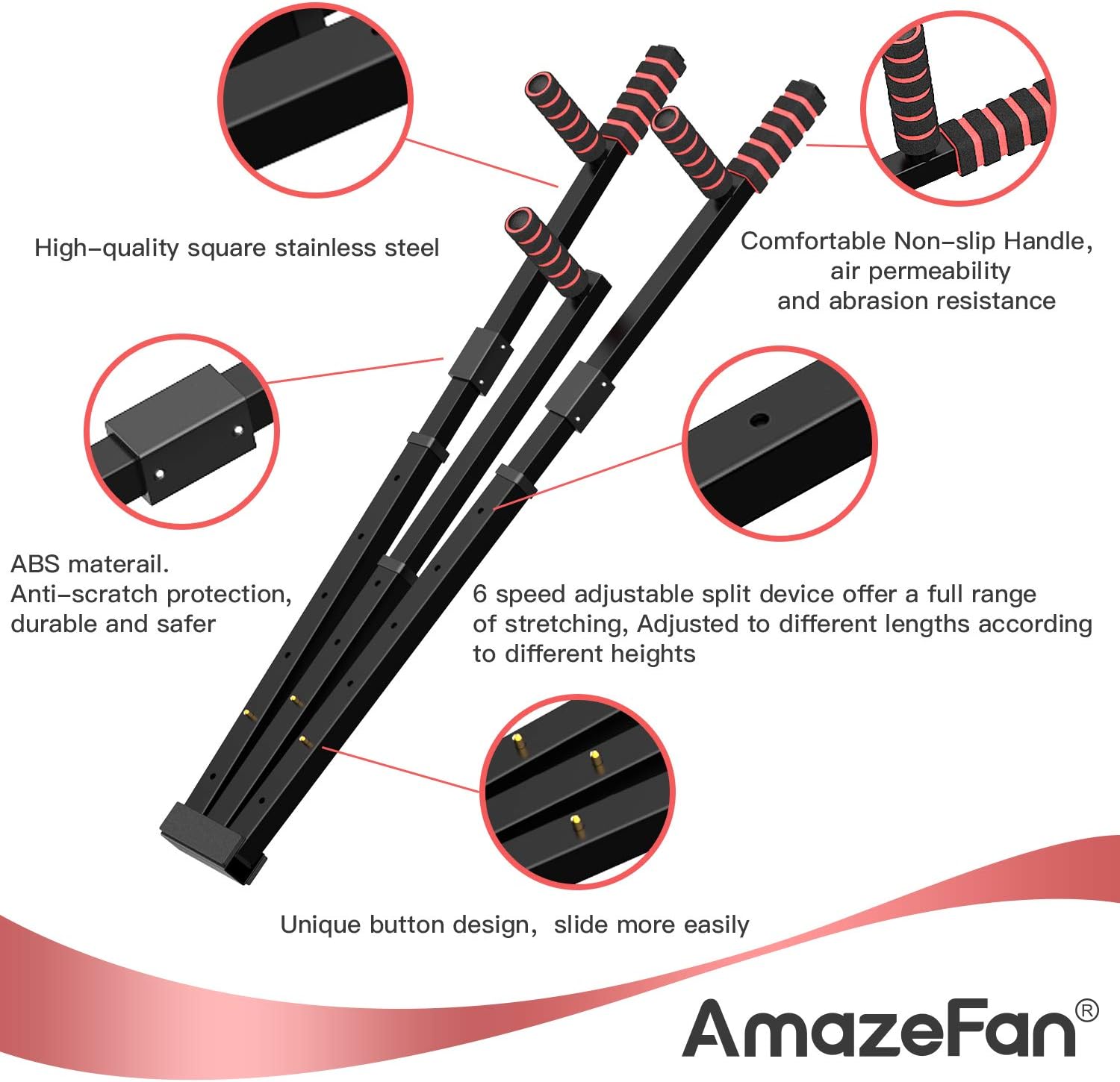AmazeFan Leg Stretcher, 3 Bar Leg Split Stretching Machine, Flexibility Stretching Equipment for Ballet, Yoga, Dance, Martial Arts, MMA, Home Gym Exercise(2020 Upgrade) : Sports & Outdoors