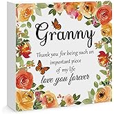 Gifts for Granny Birthday Gifts for Granny from Grandkids Engraved Wooden Block Sign Desk Table Decor Sign for Granny Thanksgiving Christmas Mothers Day Gifts for Granny Grandma