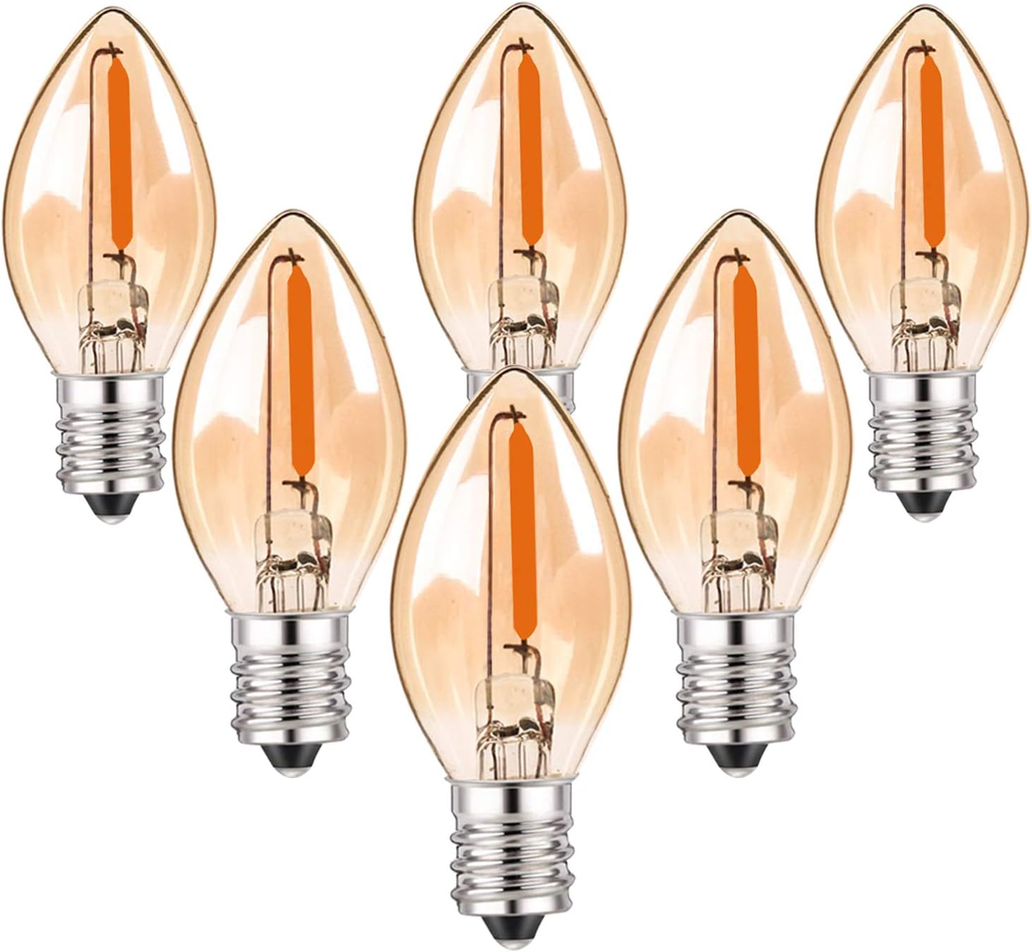 Amazon Com C7 E12 Base Candelabra Led Night Light Bulb Led Replacement Lights Bulb 0 5 Watts Amber Glass Filament Decorative Chandelier Led Sign Light Nightlight Lamp 4w 5w Equivalent Candle Bulb Pack Of