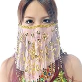 Wuchieal Women's Belly Dance Tribal Face Veil With Halloween Costume Accessory