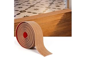DANLAILA 2" x 20Ft Floor Transition Strip Self-Adhesive Cover Strips, Threshold Floor Gap Vinyl Flooring Transitions Strip Laminate Floor Flat Divider Strip for Gaps Carpet Threshold Tiles-Brown Wood Grain