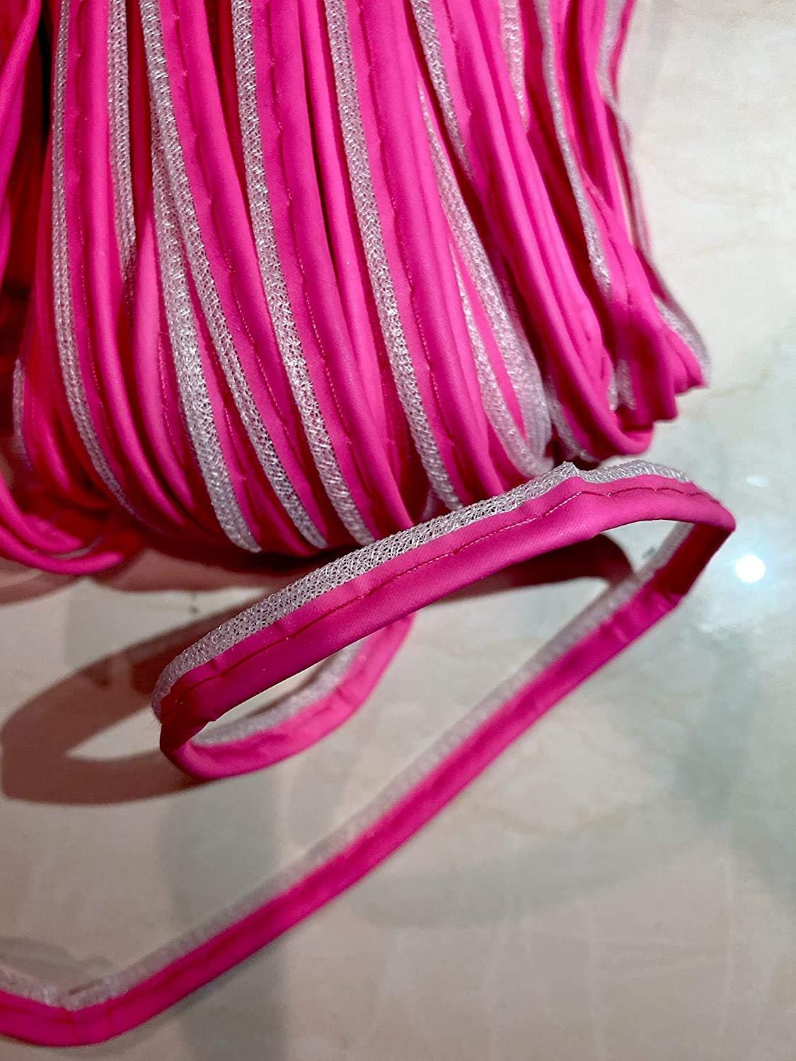 Cord-Edge -Piping Trim Navy Blue Satin -Lip Cord for Clothing Pillows, Lamps, Draperies 10 Yards (Neon Hot Pink)