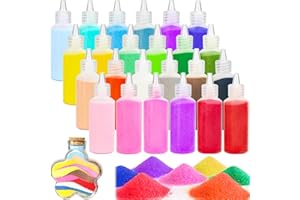 Panxxsen 24PCS Colored Art Sand Kit, 1.25oz Bottles DIY Craft Set for Adults, Scenic Terrarium Sand for Art Projects, Home Décor, Wedding Decorations, and Relaxing Creative Activities