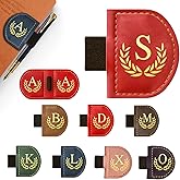 Personalized Leather Magnetic Bookmark with Pen Holder, Custom Bygone Mark Bookmark with Pen Holder, Custom Bookmarks with 26 Letters for Reading Women, Men, Teachers, Book Lovers(Red,S)