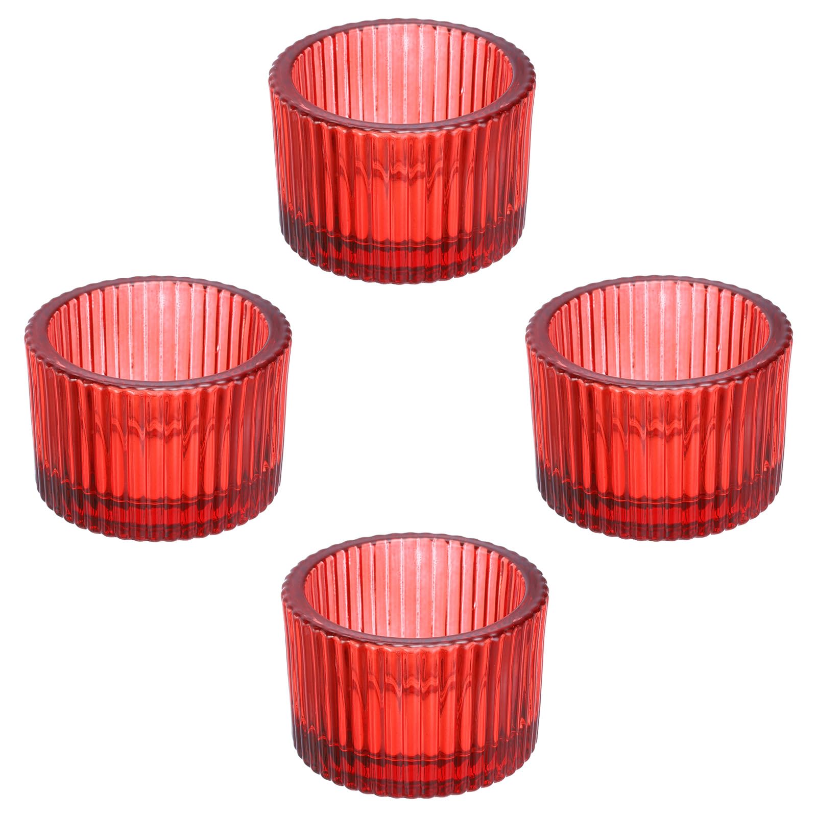 PATIKIL 4 Pcs Tealight Candle Holder, Tea Lights Candle Holder Glass Votive Candle Holders Glass Candle Holders for Table Centerpiece Decor Wedding Dinner Party, Red