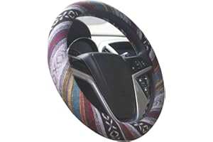 Istn Medium Ethnic Style Coarse Flax Cloth Automotive Steering Wheel Cover Anti Slip and Sweat Absorption Auto Car Wrap Cover