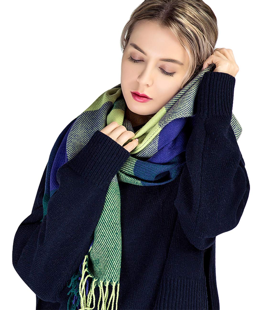 Women's Plaid Blanket Scarf Winter Warm Shawl Soft Wrap Scarves with Tassels Women's Plaid Blanket Scarf Winter Warm Shawl Soft Wrap Scarves with Tassels