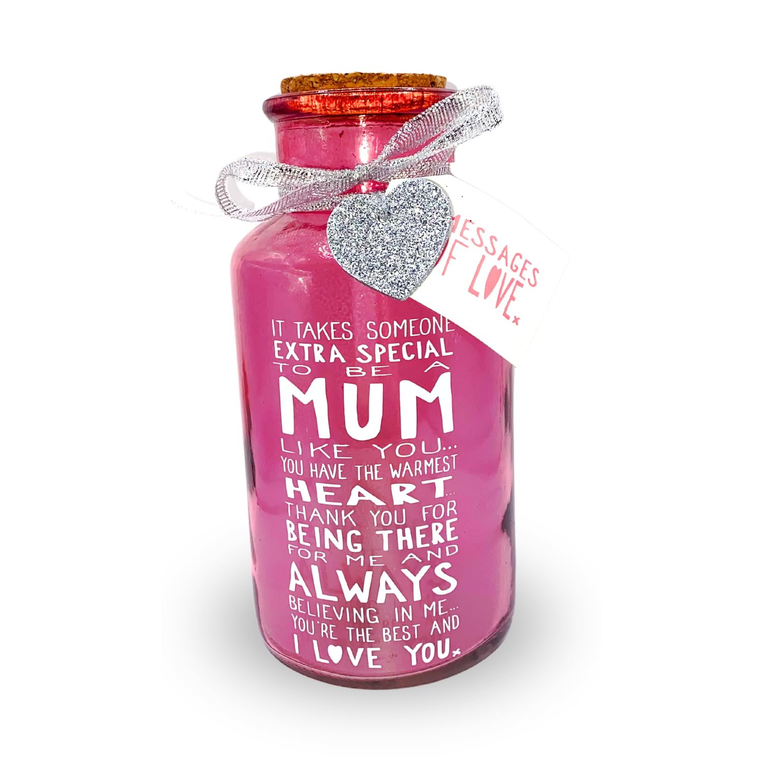 Xpressions Message of Love Light Up Jar Mum | Birthday Unisex | Home Décor | 2 x AA, Pink, 8x8x17cm, (67159)