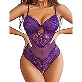 Avidlove Lingerie for Women Lace Bodysuit Teddy V Neck One Piece Mini Babydoll Sleepwear