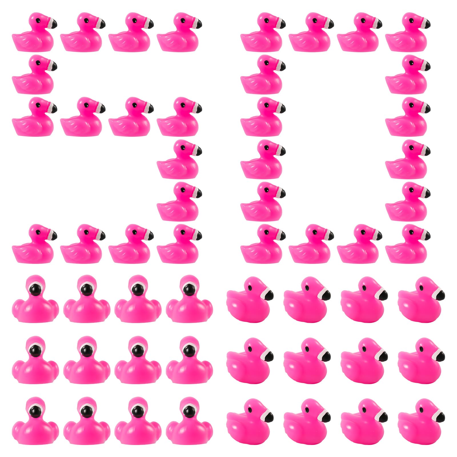 NQEUEPN 50pcs Mini Flamingo Ducks, Cute Mini Resin Animals Flamingo Party Decorations Tiny Flamingo Figurines for Craft Dollhouse Party Favors Home Garden (Rose Red)