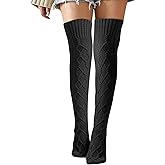 Buauty Women's Cable Knitted Boot Socks Extra Long Thigh High Winter Stockings Over Knee Leg Warmers