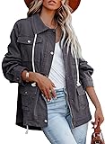 Ebifin Women's Military Anorak Jacket Zip Up Snap