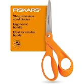 Fiskars 7" Petite Original Orange-Handled Fabric Scissors, Sewing &amp; Crafts | Fabric &amp; Paper Crafting Scissors for Small Hands, Compact Ergonomic Design, Precision-Ground Stainless Steel Blades