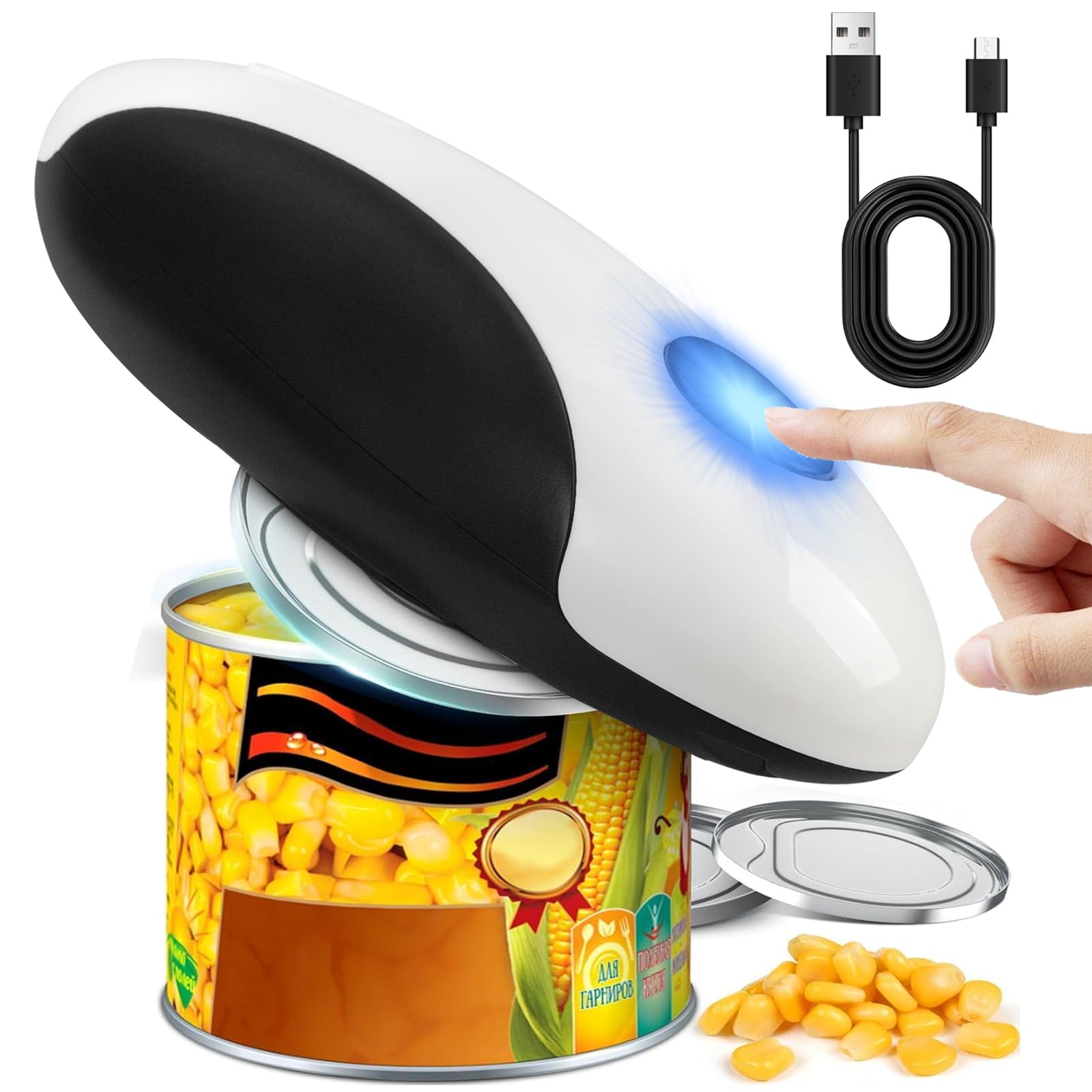 Photo 1 of *** ONCE POWERED ON WON'T SHUT OFF/ MISSING CHARGER CORD*** Pyxfeiiu Electric Can Opener,USB Rechargeable Can Opener,One-Touch Cordless Can Opener,Smooth Edge,Hands Free,Food Safety,Kitchen Gadget Battery Operated,Automatic Can Openers for Seniors