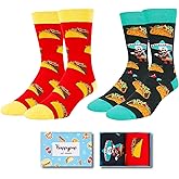 HAPPYPOP Funny Pickle and Taco Gifts - Food Socks for Food Lovers, Pickle Taco Socks for Men