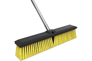 ELAPUN 18 Inches Push Broom Outdoor with 65" Adjustable Handle, Heavy Duty Outdoor Broom with Stiff Bristles, for Cleaning Yard, Garage, Shop, Driveway, Wood, Stone, Deck, Concrete, and Tile Floor.