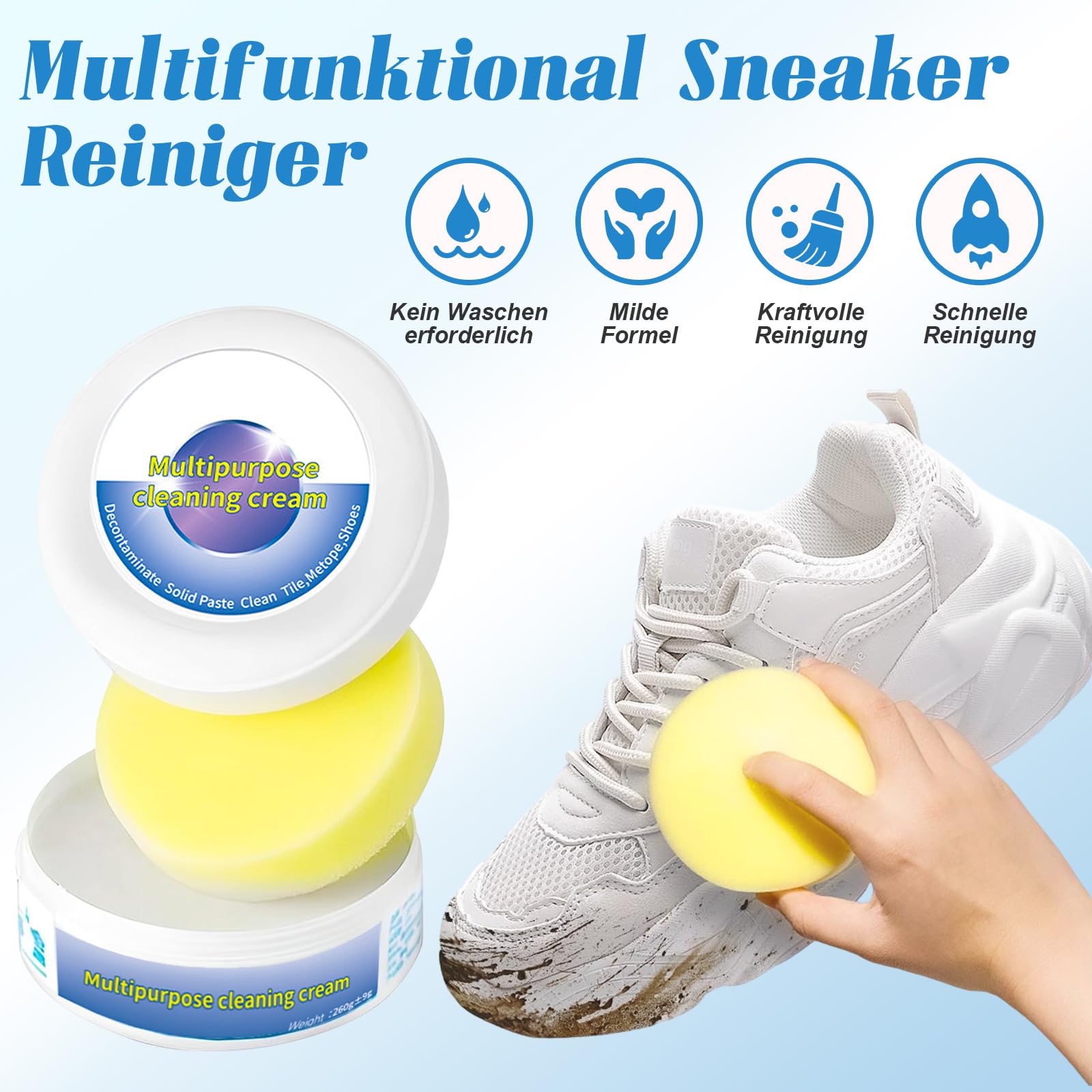 Schuhe Reinigungscreme, 2025 Neu Multi-functional cleaning and Stain Removal Cream, Schuhcreme Weiß Reinigungs und Fleckentfernungscreme Sneaker Reiniger Weiß für alle Oberfläch (1 stück) 7