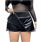 Floerns Women's Plus Size PU Leather Bodycon Skirt High Waisted Skinny Mini Skirts with Shorts