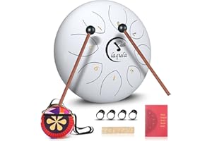 LAQULA Steel Tongue Drum 6 Inches 8 Notes Handpan Drum Percussion Instrument with Music Book Drum Mallets Carry Bag for Meditation Yoga Entertainment Musical Education