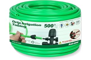 ‌Araiozora 1/4in Drip Irrigation Tubing - 500ft Flexible Garden Hose for DIY Irrigation Systems, Hydroponics, Greenhouse & Outdoor Watering | Lightweight Misting Tubing, UV-Resistant (Green)