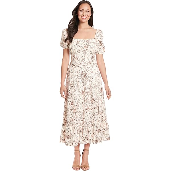 open lace back dress London Times Women's Dresses Square Neck Smocked Back Linen Blend  Flattering Versatile Spring Summer Garden Party Dress, Ivory/Bright  Fuschia, 4 at Amazon Women's Clothing store