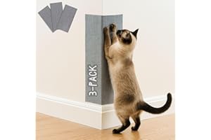 2ME Cat Scratch Mat (3 Pack), 23.6’’ x 11.8’’ Cat Wall Corner Scratcher, Versatile Self-Adhesive Replacement Easy Use for Cat Trees Wall Furniture, Scratching Posts, and Couch Protection (Grey)