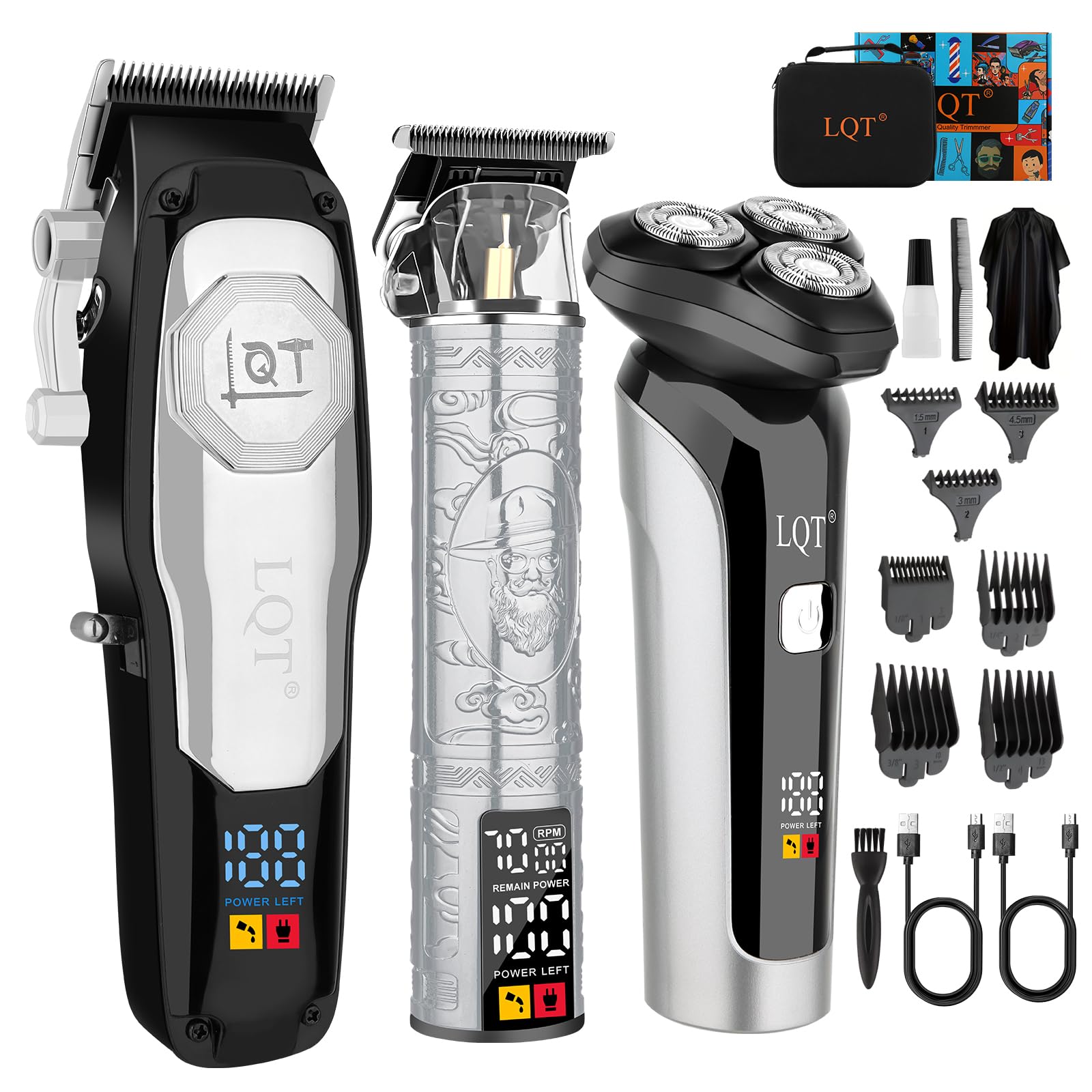 Photo 1 of LQT Hair Clipper Kit for Men Grooming Set with Precision Hair Clippers, Detail Trimmer, Shaver, and Travel Case - Hair Cutting Kit for All Hair Types, Home & Professional Use