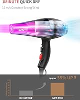 GRT PRO Professional Hair Dryer 3500W Ionic AC Motor 2 Speed 3 Heat view 4
