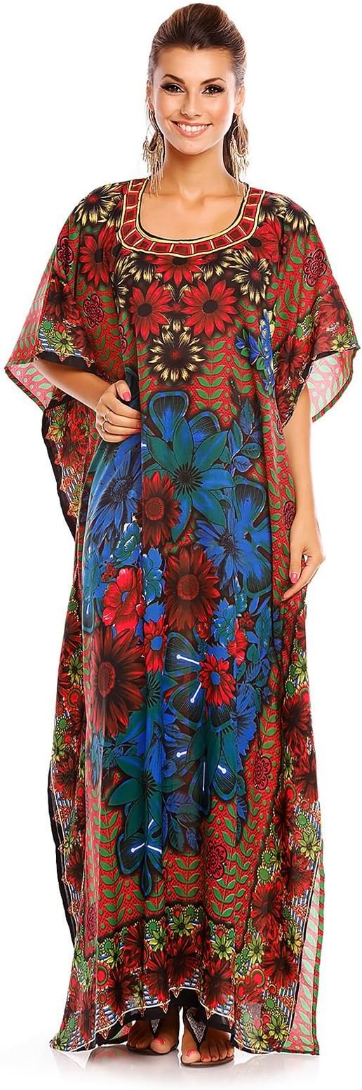 New Ladies Oversized Maxi Kimono Kaftan Tunic Kaftan Dress Free Size