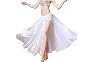 MUNAFIE Belly Dance Skirt Two Side Slit Satin Skirt