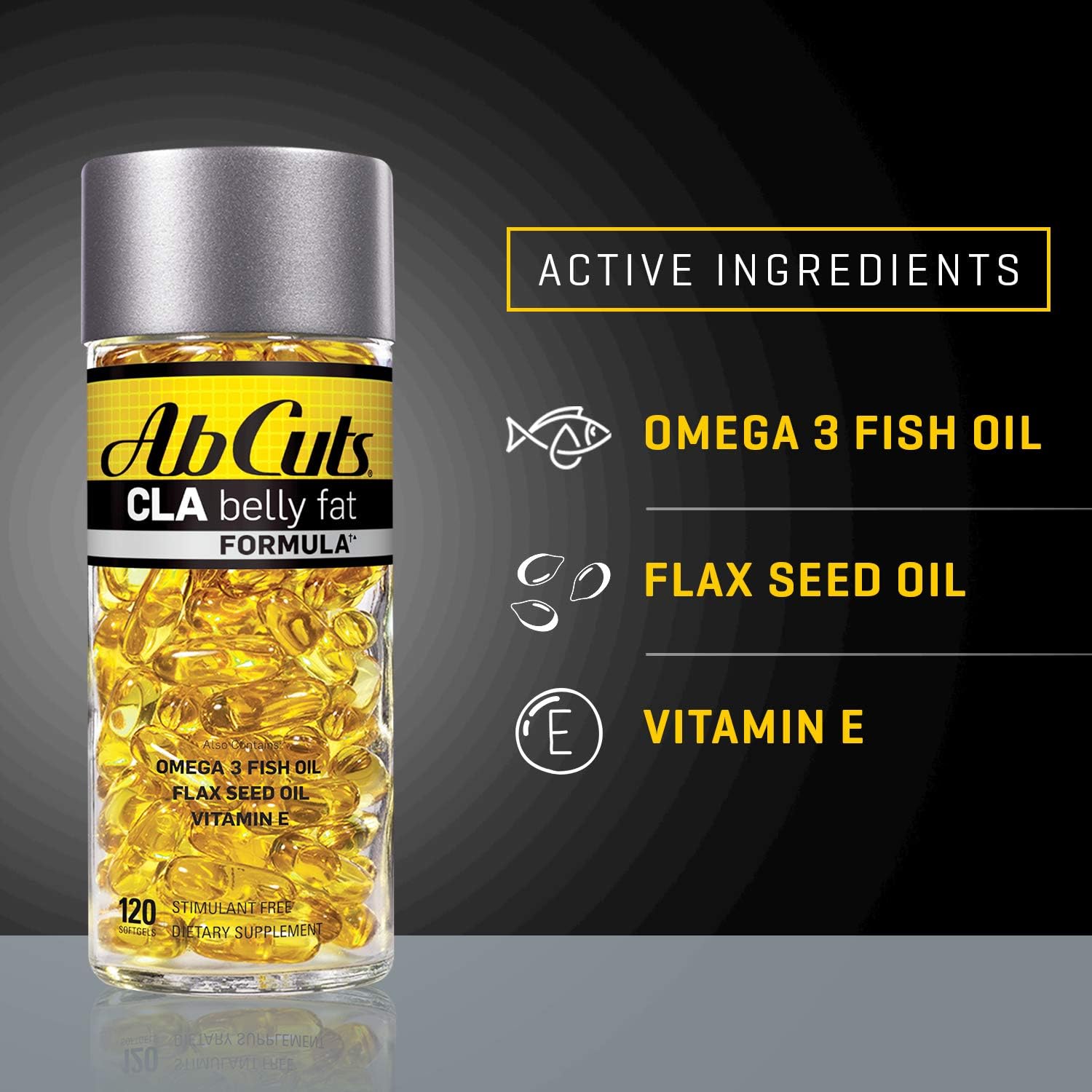 Ab Cuts CLA Belly Fat Formula, Weight Loss Supplement for Men and Women, Fat Burner, Omega 3 Fish Oil, Flaxseed Oil, Vitamin E, 120 Softgels: Health & Personal Care