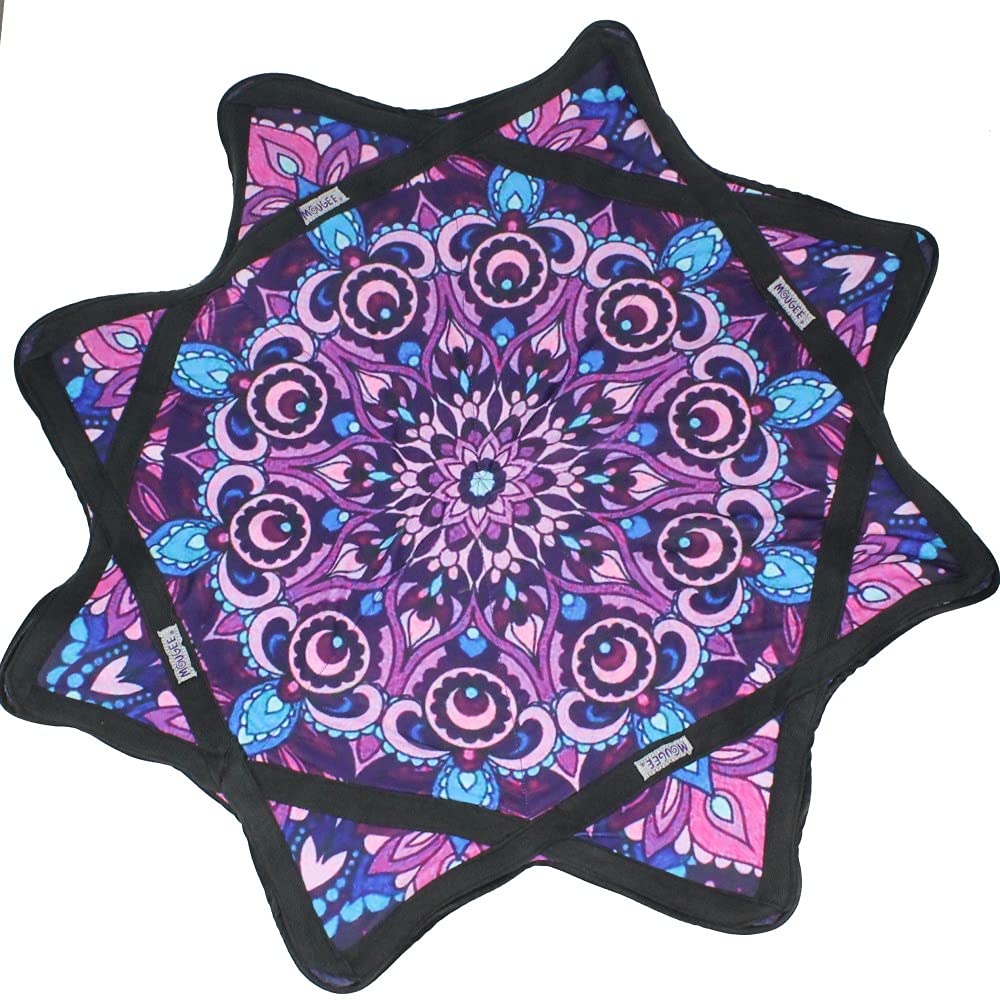 Photo 1 of Zeekio Mougee - Classic Flow Star - for Beginners & Advanced - Fun & Challenging - Double Stitched Flow Toy - Vibrant Colors & Patterns Durable - 27” Diameter - Flower Power (Purple/Blue)
