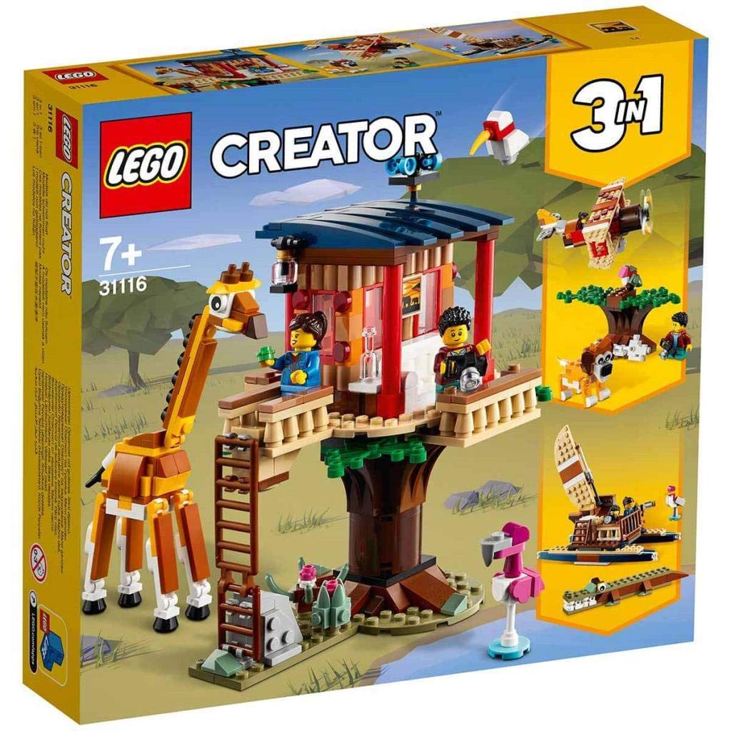 LEGO 31116 Creator 3 in 1 Safari Wildlife Tree House, Catamaran, Biplane Toy, Building Set with Boat, Plane and Toy Lion for Girls and Boys