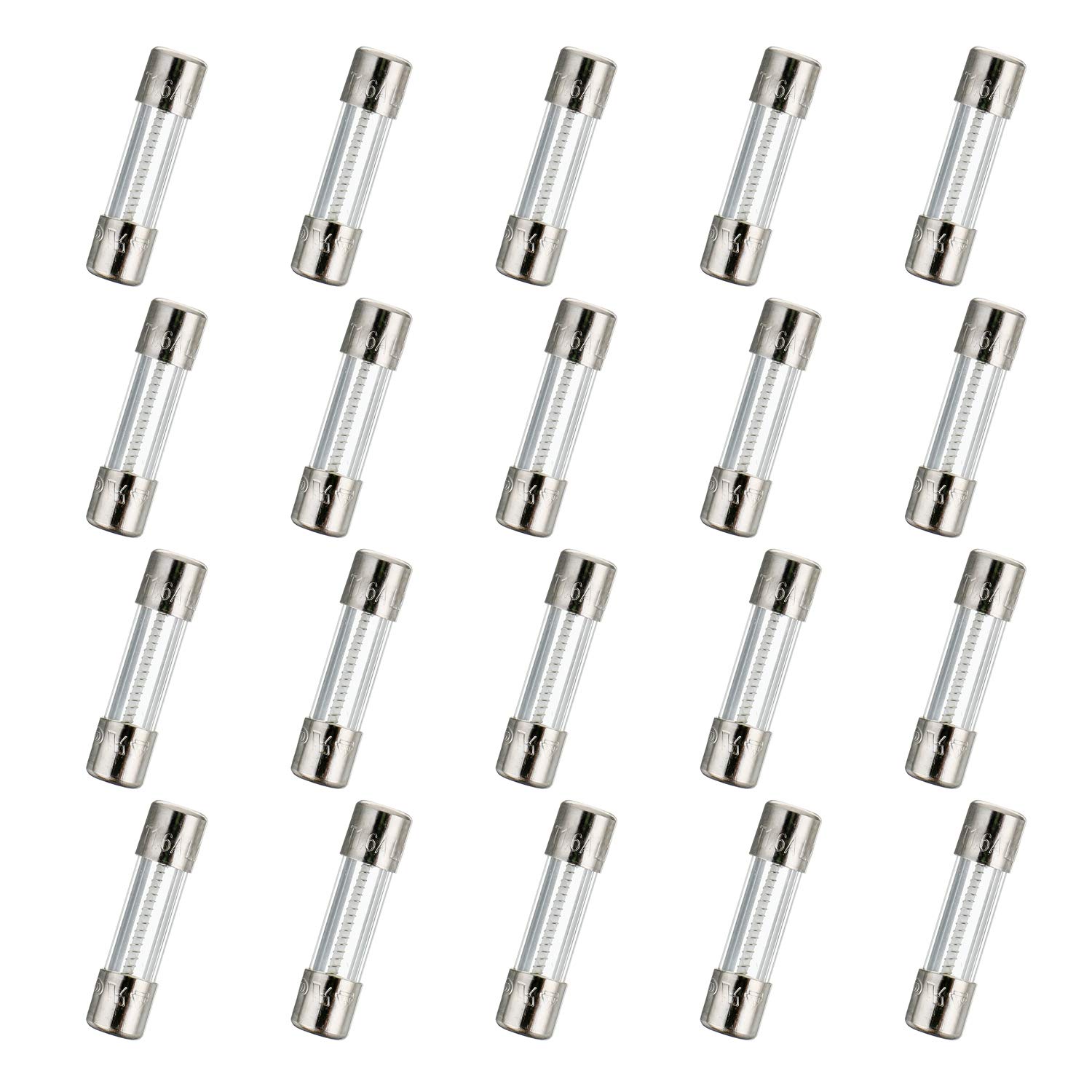 HUAREW T1.6AL250V 20 Pcs 5x20mm slow blow glass fuse 1.6A 250V 0.2 x 0.78 inch time delay fuse