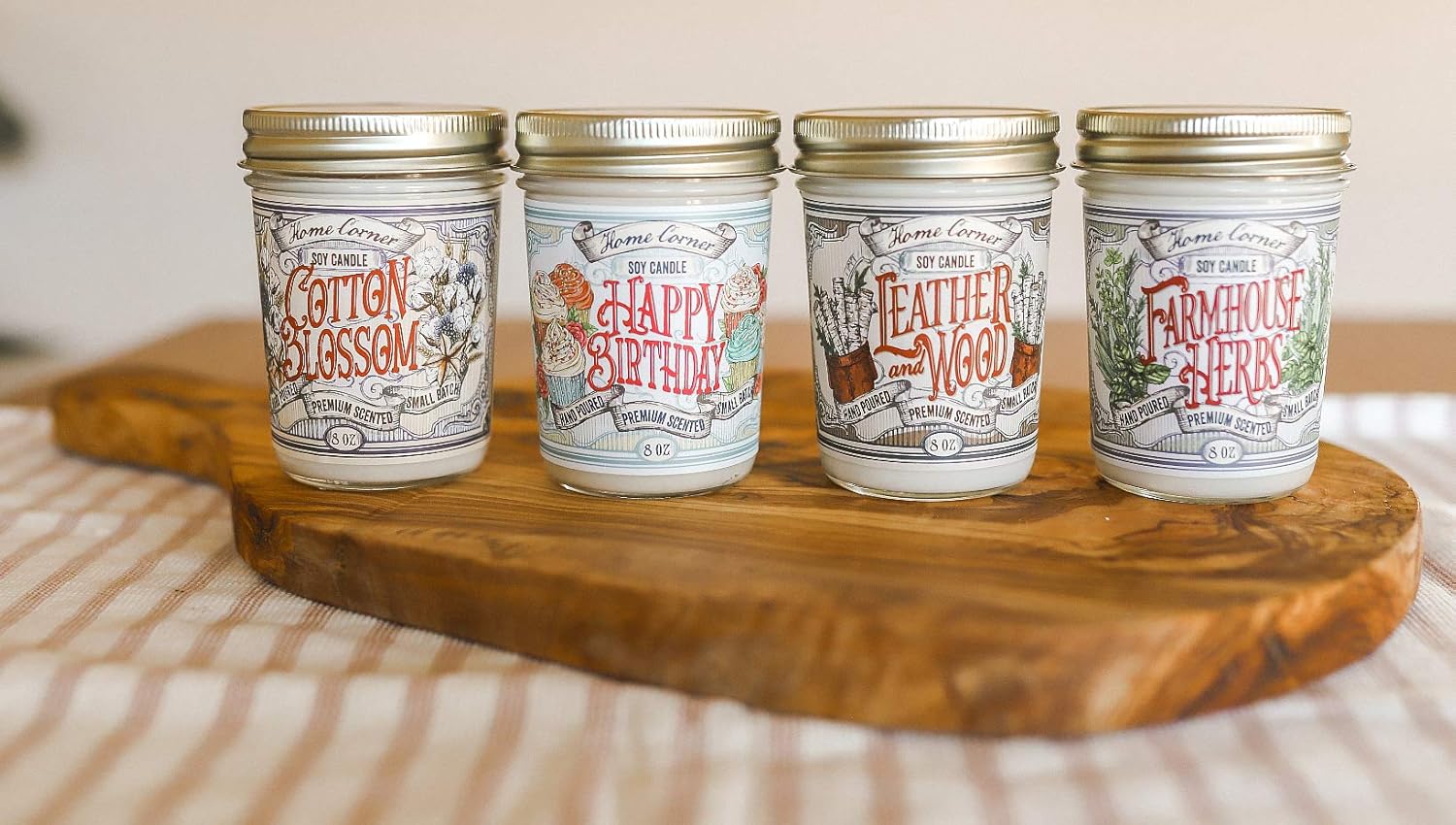 Home Corner Candles – Leather and Wood - Scented Soy Jar Candle - Great Gifts for Men and Home Décor - Hand Poured in The USA - Highly Scented & Long Lasting Burn Time - 8 oz: Home & Kitchen