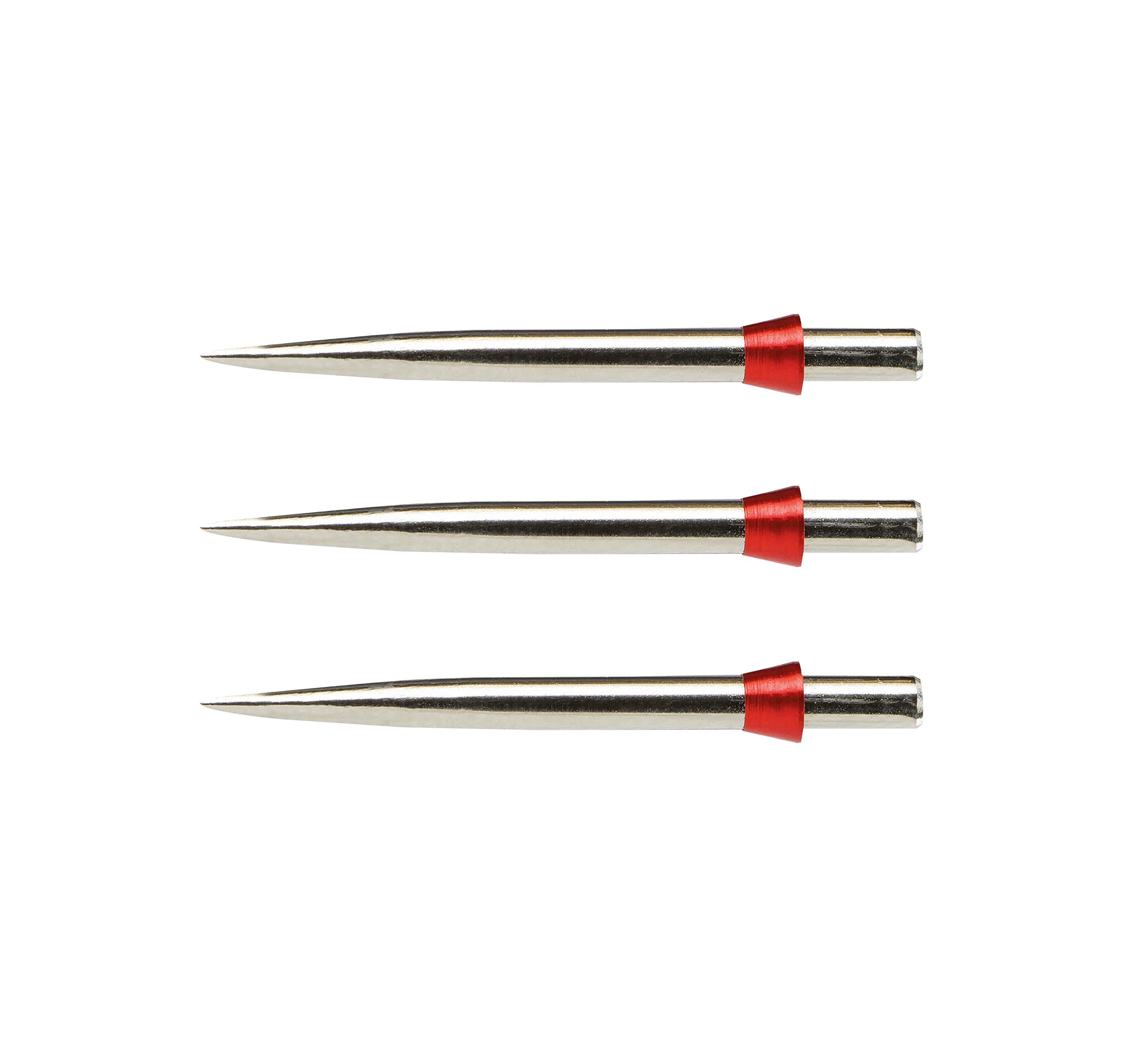 Specialist Darts Points Trident Points Silver Effect Standard 32mm with Red Tridents - 1 set per pack