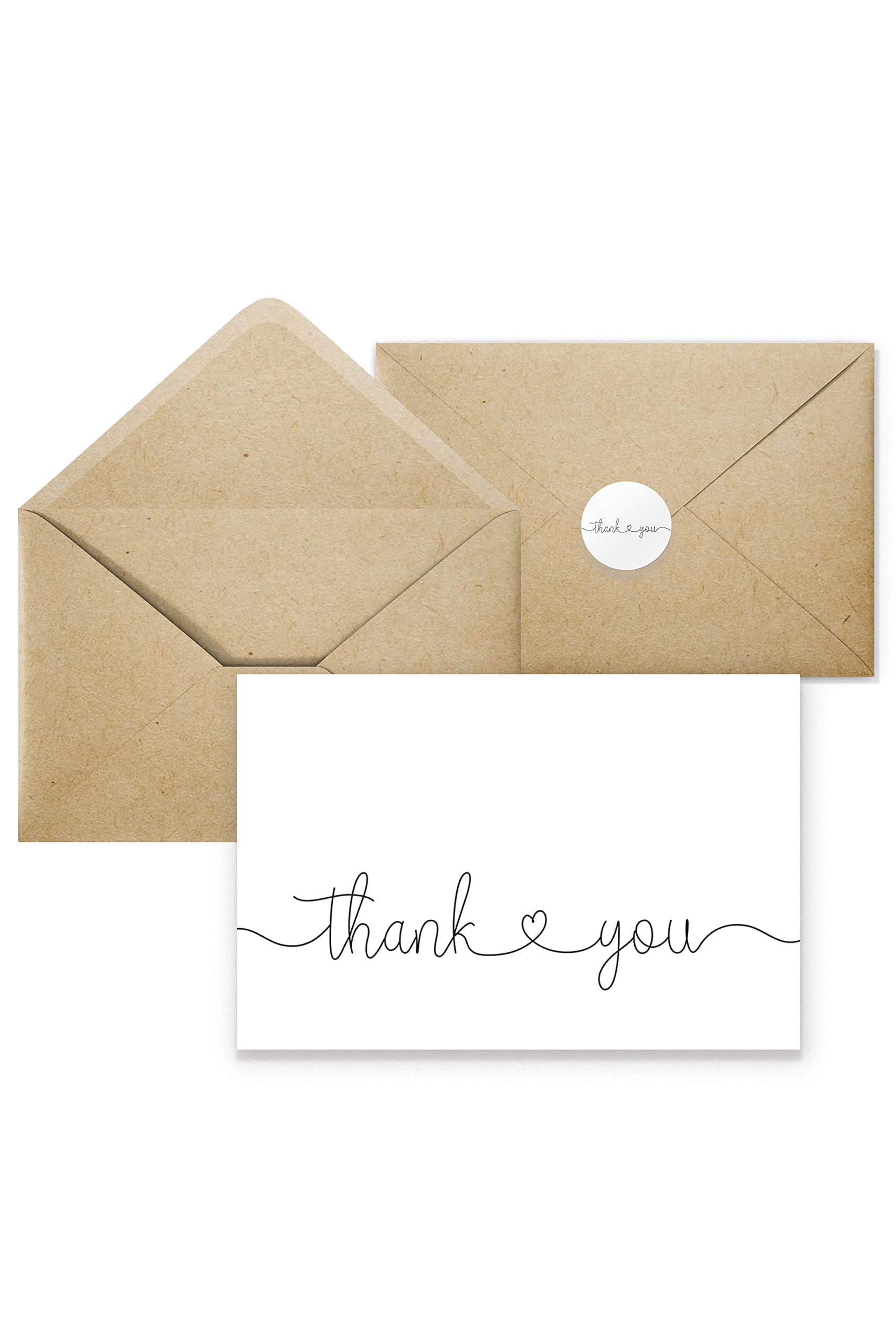 Photo 1 of Thank You Cards with Kraft Envelopes and Stickers, Bulk Pack of 20, 4x6 Inch Professional Looking - Suitable for Business, Baby Shower, Wedding, Small Business, Graduation, Bridal Shower, Funeral