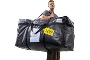 TAILI 69 Gallon Extra Large Storage Bags, XXL Black Heavy Duty Moving Bags for Storage with Visible Window, Wrap Around Handl