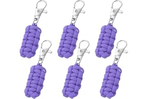 YELARXI Paracord Zipper Pull Polyester Zipper Pulls Replacement Woven Rope with Metal Clasp, 80 mm Length Fit for Backpacks Clothing Luggage Accessories - Cylinder (6 Pack, Purple)