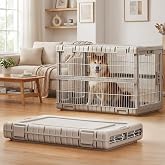 ZOMISIA 36" L Collapsible Dog Crate for Dogs, Heavy Duty Dog Kennel Indoor | No-Tool Assembly with 4-Side Steel 2 Wheels, Foldable Portable Cage for Medium/Large Dogs Furniture/Outdoor Use, Space-Saver