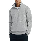 Dokotoo Men Men's Quarter Zip Sweatshirts Casual Long Sleeve Mock Neck Pullover Solid Textured Fall Clothes