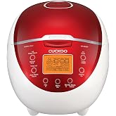 CUCKOO Micom Rice Cooker 6 Cup Uncooked / 12 Cup Cooked, Fuzzy Logic Rice Maker with Delay Timer &amp; Keep Warm Setting, Versatile Food Steamer for Cooking, Non-Stick Inner Pot, Red (CR-0655F)