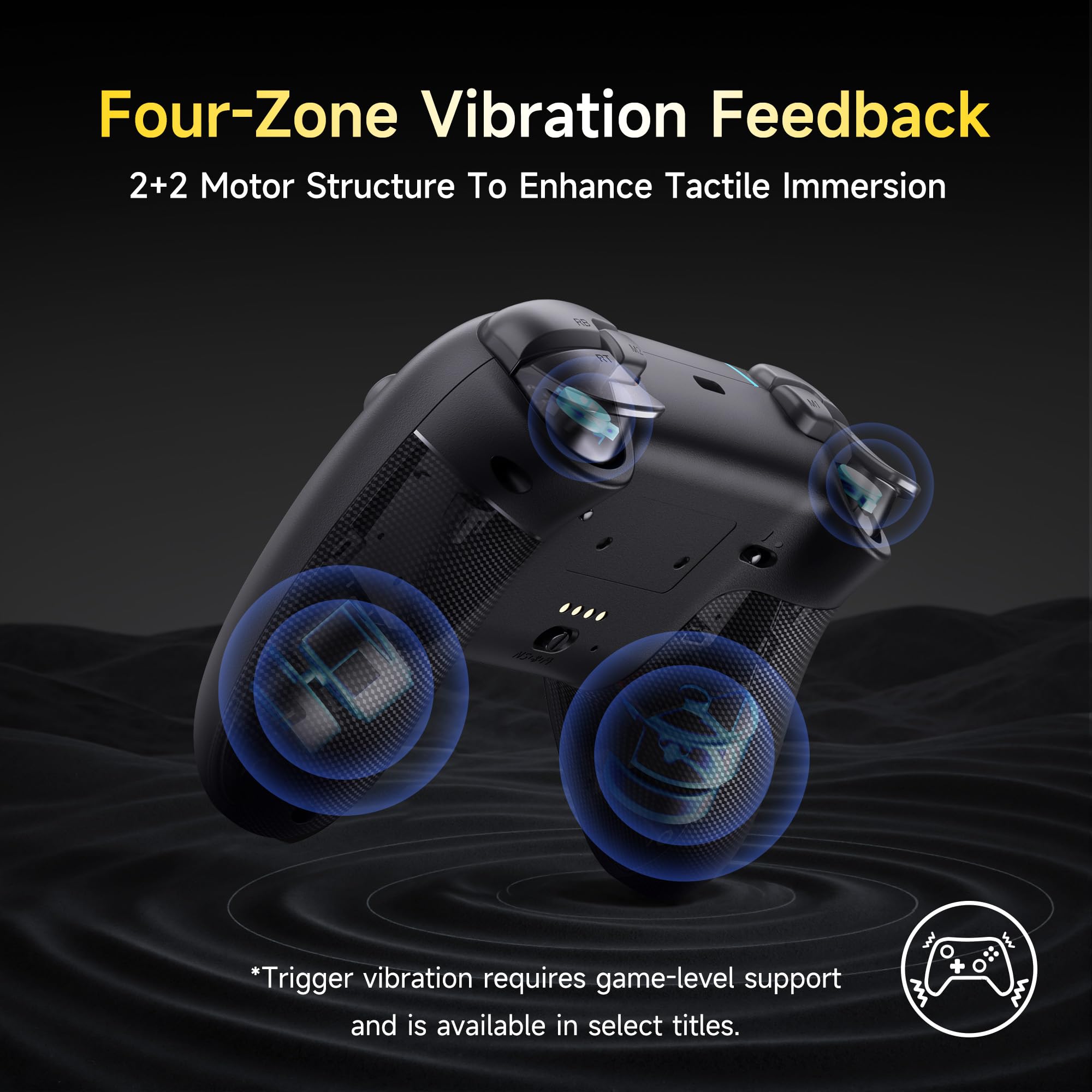 EasySMX X05PRO Wireless Controller PC, Gaming Controller mit leise Tasten, 2-stufige Tigger, Hall Joysticks, 2 programmierbare Tasten, 1000mAh Akku, Kompatibel mit PC/Switch/Android/iOS-Schwarz 6