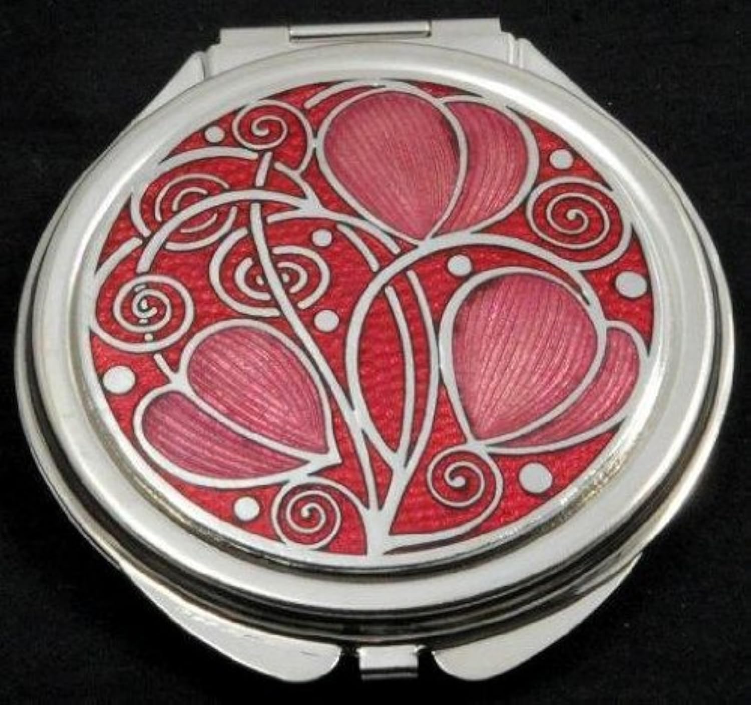 Compact Mirror in a Celtic Swirls Design. (Red)