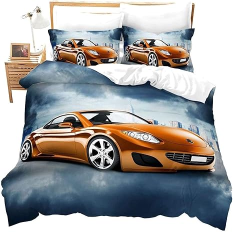 zzkds Sports Car Duvet Cover Boys Race Car Comforter Cover Set Kids