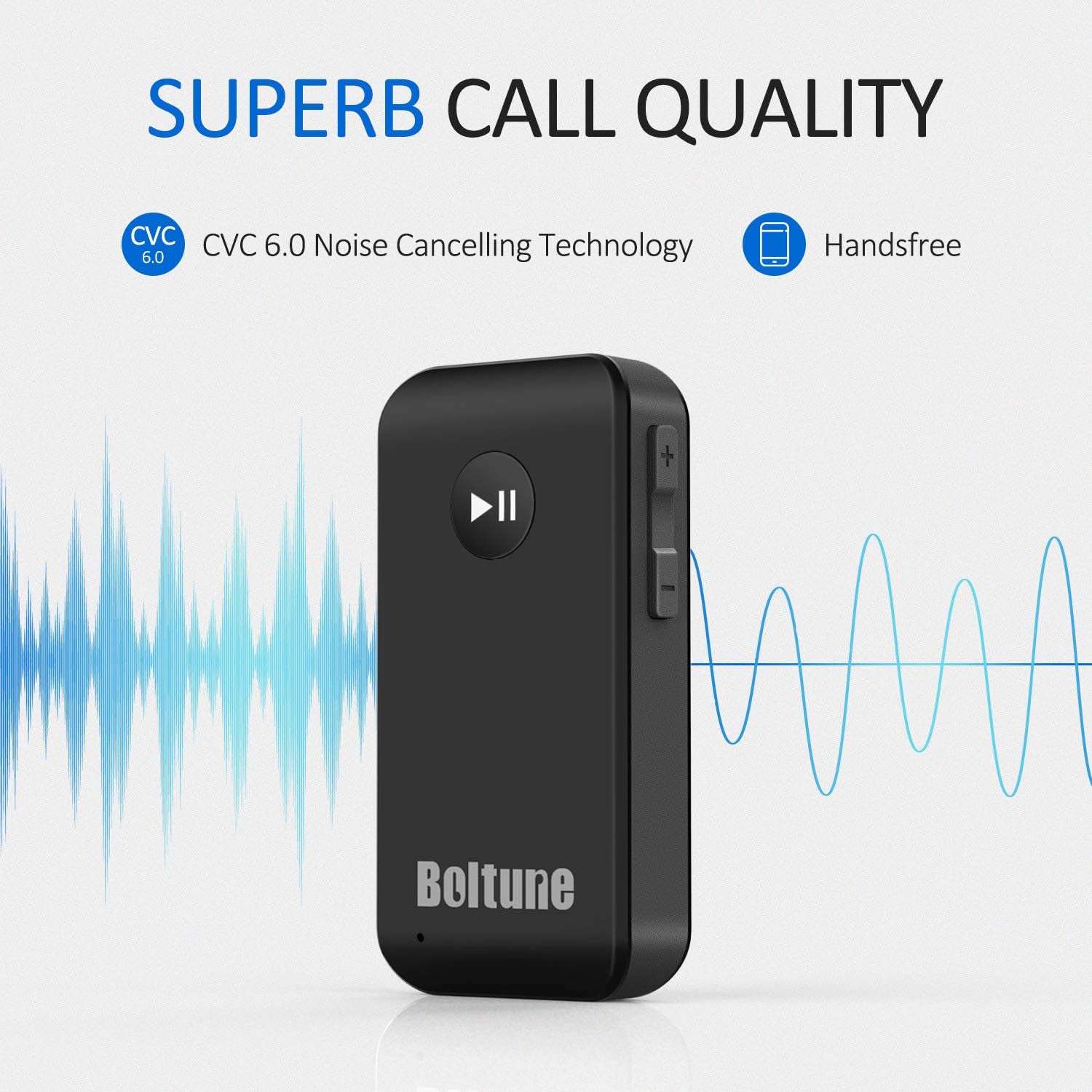 Bluetooth V5.0 aux Adapter, Boltune Audio Receiver Car Kit, for Home Hi-fi System, Portable Wireless Audio Adapter 3.5mm Aux for Music, Speaker, Headphones, Hands-Free Car Kit with Microphone: Electronics