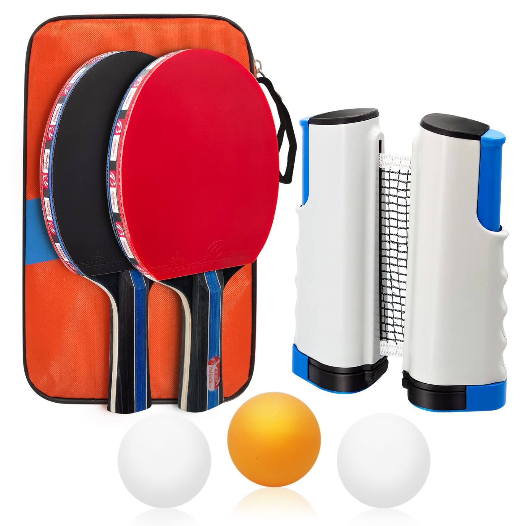 Baozun Table Tennis Bat Set with 2 Bats and 3 Balls, 1 Bag Table Tennis Bat