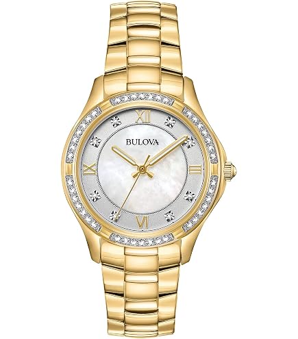 Amazon.com: Bulova Ladies' Crystal Octava Gold Stainless Steel 3