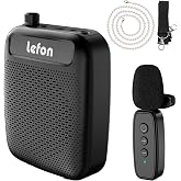 TRELC Wireless Voice Amplifier with Lavalier Microphone, Portable Rechargeable Clip On Megaphone Speaker Wireless Lapel Mic for Teachers, Noise Reduction/10W/2000mA, for Tour Guide, Outdoor (Black)